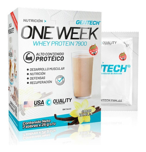 One Week Whey Protein 7900 Gentech 7 Sobres 25grs C/u