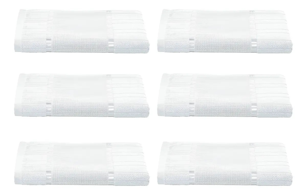 Kit 6 Toalhas De Mão Lavabo Aveludada Döhler Bella Bordar Ponto Cruz Cor Branco Tam 30x45cm Enxoval Bordado
