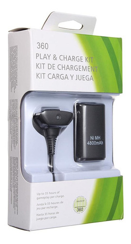 Imagen 1 de 2 de Kit Carga Y Juega Xbox 360 4800 Mah Cable Y Baterías