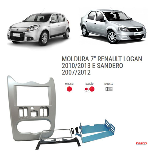 Moldura 2 Din Fiamon Logan 2010 A 2013 E Sandero 2007 A 2012