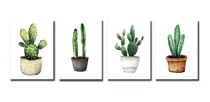 Comprar Cuadros Cactus 4u 20x30 Tela Listos P Colgar Plantas Hojas