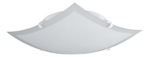 Plafon Bari Cuadrado Vidrio A 2 Luces  25x25 Cm Apto Led Color Blanco