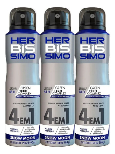 Desodorante Antitransp Herbissimo Snow Moon 150ml Kit C/12