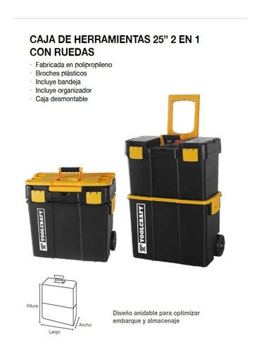 Caja Herramienta 25'' Con Rueda - Toolcraft Tc4046