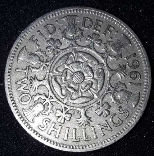 Imagem 1 de 2 de Moeda Two Shillings Ano 1961 Reino Unido