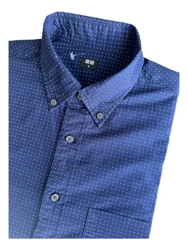 Camisa Hombre Uniqlo P499 Azul Manga Larga Talla S