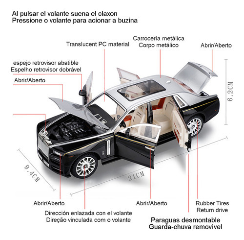 Rolls Royce Phantom Limusinas Miniatura Metal Coche 1/24