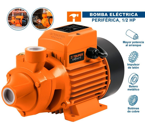 Bomba periférica Truper BOAP-1/2 0.5hp color naranja 60Hz 127V