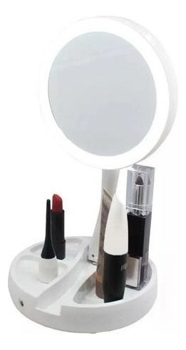 Espelho De Luz Led Dobravel Aumenta 10x Maquiagem Portátil