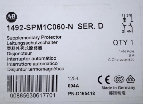 Interruptor, Marca: Allen Bradley, Modelo: 1492-spm3c060-n (Usado)