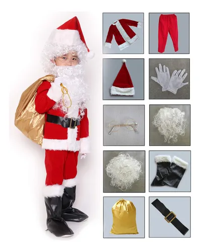 Adomi Traje De Papa Noel De Lujo Para Ninos, 10 Piezas. Disf
