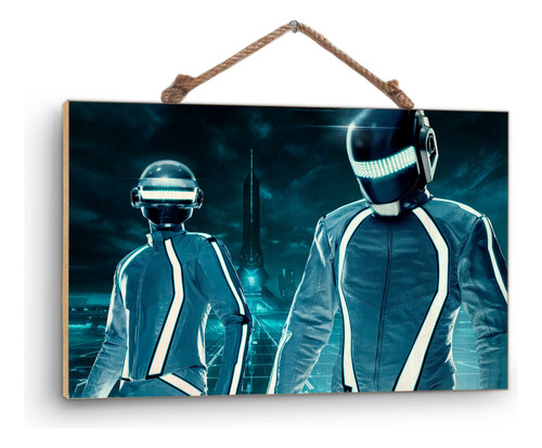 Cuadro De Madera Triplay Afiche Daft Punk Blue 60x90cm