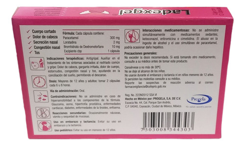 Ladexgel. Paracetamol/loratadina/dextrometorfano (5 Piezas)