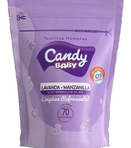 Candy Toallitas Humedas Lavanda Y Manzanilla Paquete 70 Unid