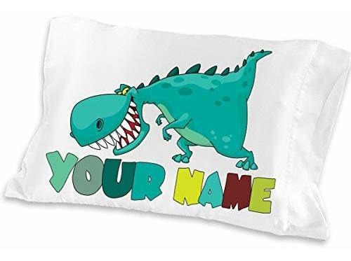 Linda Personalizada Dinosaurio Niños Funda De Almohada - (ni