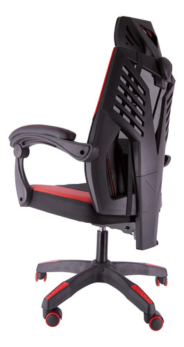 Imagen 8 de 8 de Silla de escritorio Riotoro M3 gamer ergonómica negra y roja con tapizado de mesh y cuero sintético