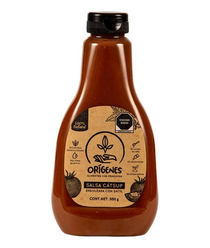 Salsa Catsup Origenes Endulzada Con Datil 550g 100% Natural