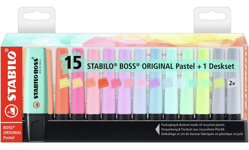 Resaltador Stabilo Boss Desk Set X15 Colores Pastel