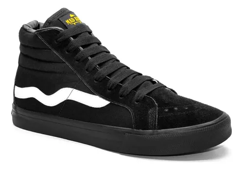 Tênis Cano Alto Mad Rats Skate Hi Top Preto Branco