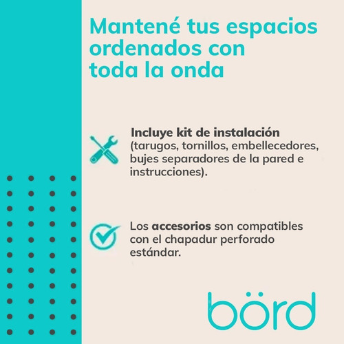 Imagen 3 de 9 de Organizador De Pared Madera Negro Con Accesorios 100x58,5