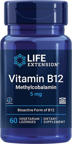 Life Extension, Vitamina B12, Metilcobalamina, 5 mg, 60% de sabor suave, sem sabor
