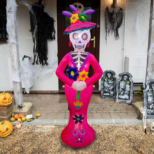 Inflable Halloween Catrina Decorativa Con Luz Led 2.10 Mts