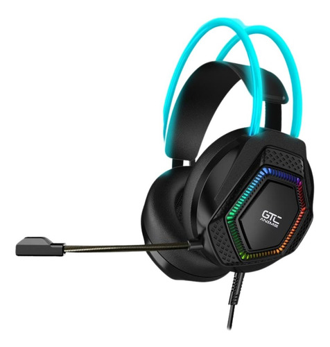 Imagen 1 de 9 de Auricular Gamer Con Mic Anime Negro H02 Rgb