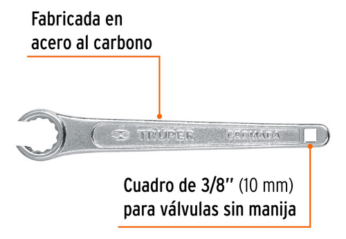 Llave P/tanque De Gas 7/8'' Cuadro P/valvulas Truper 15490