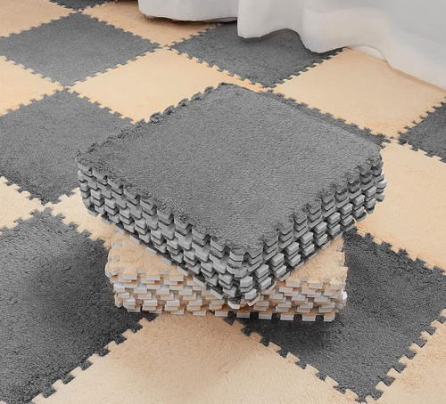 Alfombra De Piso Entrelazada De Espuma De Felpa, 10 Piezas,