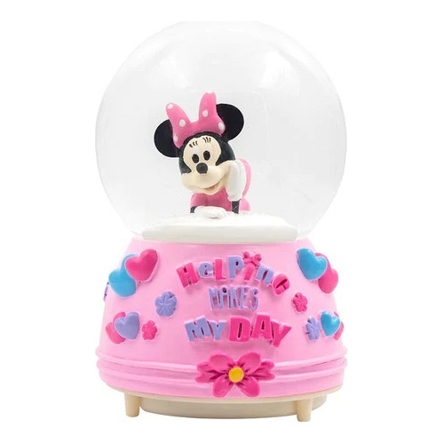 Esfera Musical, Luces De Colores Y Nieve Minnie Mouse Adorno