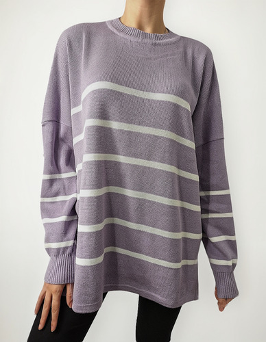Maxi Sweater Rayado Rayas Mujer Oversize Amplio