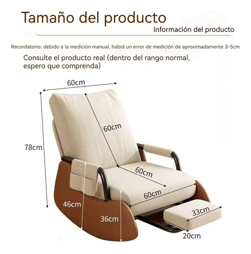 Sillón Reclinable Skyice Premium Beige Rayado Aa074 Beige Rayado
