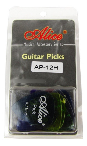 Paquete X12 Picks Para Guitarra Alice Ap-12h Color Variado