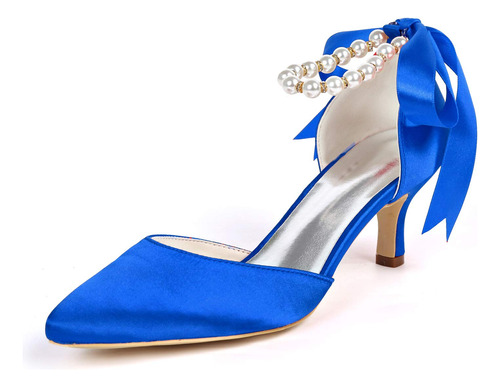 Zapatos De Novia Azul Perla De Las Mujeres B08hlmvh55_090424