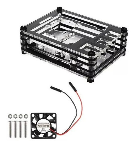 Kit Case Acrilico + Cooler + Dissipadores Raspberry Pi3