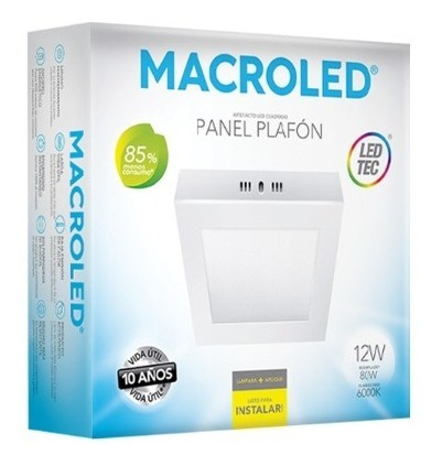 Imagen 4 de 10 de Panel Plafón De Aplicar Cuadrado 12w Macroled
