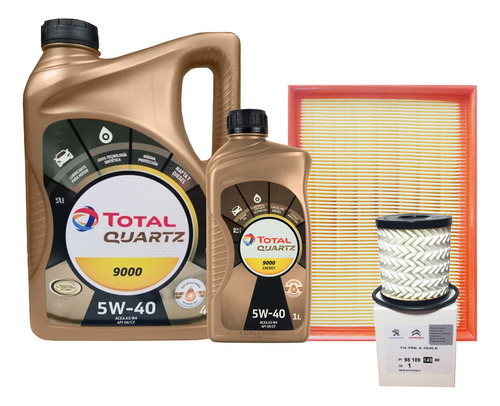 Kit 2 Filtros + Aceite Total 9000 5l Citroen C4 2.0 16v 2008