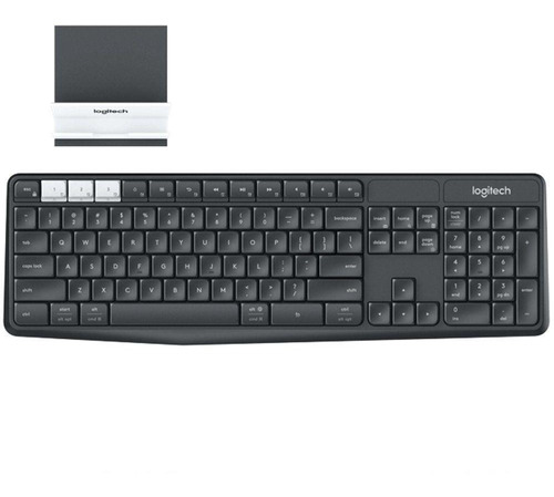 Teclado Sem Fio Logitech K375s, Bluetooth, Multi-device, Unifying, Abnt2, Cinza + Suporte Universal