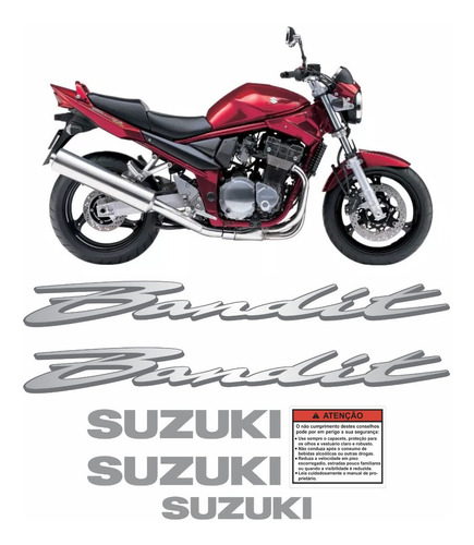 Jogo Faixa Emblema Adesivo Suzuki Bandit 600n 2007 Vermelha