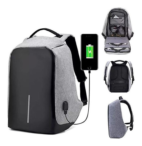 Mochila Antirrobo Impermeable Con Puerto De Carga Usb