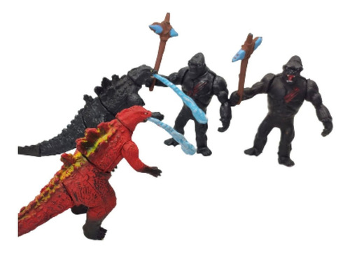 Juguete Godzilla Vs Kong Figuras 4pzs Black Red Accesorios