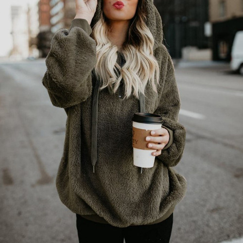 Sudadera Con Capucha Sólida De Invierno De Talla Grande Para