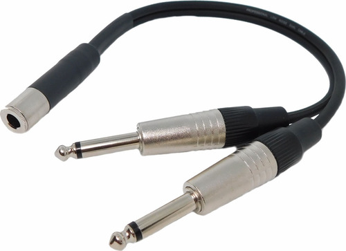 Imagen 2 de 3 de Cable Adaptador Audio Plug 6,5 Stereo Hembra A 2 Plug Mono