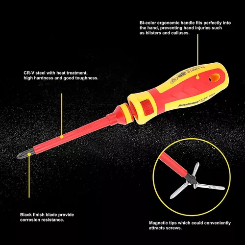 Hurricane Juego de herramientas para electricista, 13 piezas de 1000 V  aislados, juego de destornilladores para electricista con herramienta