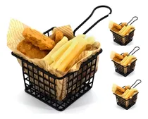 Comprar 4 Mini Cesta Para Servir Papas Fritas Nuggets Canasto 13x13