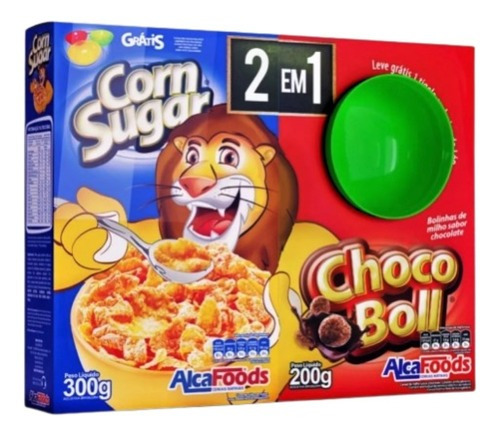 Sucrilhos Alca Foods Corn Sugar 300g + Choco Ball 200g