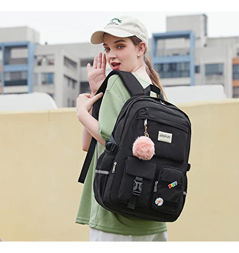 Mochila Abshoo Con Accesorios Escolar Negro