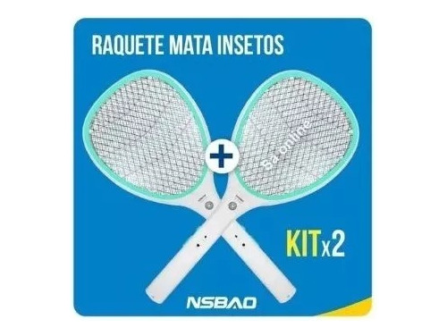 Kit 2 Raquete Elétrica Mata Insetos Recarregável Usb E Led