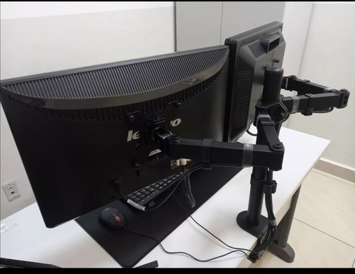 Suporte 2 Monitor Tv Aço Mesa Articulad Vesa Ajuste Promoção