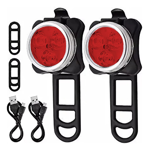 Pack Luces Led Bicicleta Recargable Aluminio - Blanca + Roja